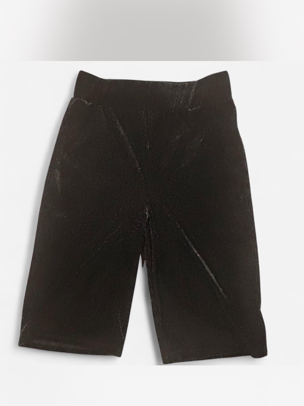 Forever 21 Black Velvet Ribbed High-Rise Stretch Bike Shorts